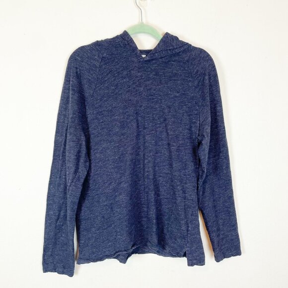 Vince Men's L Blue Hooded Sweatshirt Pullover 100% Cotton Raglan Lightweight - Picture 2 of 10